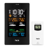FanJu 3389 LED Electronic Clock Color Screen Weather Clock Indoor Outdoor Temperature Humidity Clock Multi-Function Weather Station 