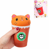Taza de café con gato esponjoso y soleado de 13.5*8.5CM, juguete suave de animal de subida lenta como regalo con empaque