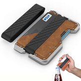 IPRee® RFID Настоящая кожа Алюминиевый сплав держатель для кредитных банковских карт с металлическим открывалкой для бутылок