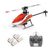 XK K110 2.4G 6CH 3D Flybarless RC Helicopter RTF Συμβατό με FU-TABA S-FHSS Με 4PCS 3.7V 450MAH Lipo Battery