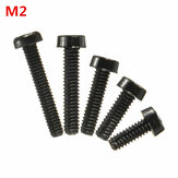 20 parafusos redondos de nylon preto Suleve™ M2NC1 M2 com cabeça cruzada