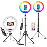 ORSDA 10 inch Ring Fill Light Tripod RGB LED Ring Light 26 Colors Remote Control Adjustment USB Plug Selfie Beauty Ring Light with Stand Video Light for YouTube TikTok Live Makeup Photography
