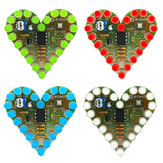 Kit de luz em forma de coração EQKIT® para montagem, módulo de luz LED piscante com peças nas cores vermelho, verde, azul e branco (opcional)