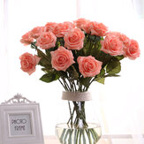 وردة اصطناعية أزهار فرع واحد وردة مزيفة لتزيين المنزل الزفاف ترطيب الحرير الورود