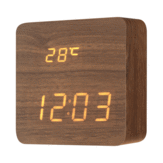 Digoo DG-AC1 Wooden LED Digital Wecker 2 Modus Zeit Dasrmometer  Stimmenkontrolle Schreibtisch Uhr