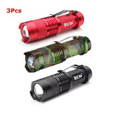 3Pcs 3Couleurs MECO Q5 500LM Mini lampe de poche LED zoomable multicolore 14500/AA