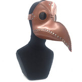 Maschera Steampunk a becco d'uccello in pelle con borchie retrò per il cosplay di Halloween.