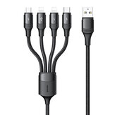USAMS US-SJ515 U73 4 in 1 3A  Micro Type-C for Lightning Aluminum Alloy Fast Charging Data Cable 1.2M for Samsung Galaxy S21 Note S20 ultra Huawei Mate40 P50 OnePlus 9 Pro for iPhone 12 Pro Max
