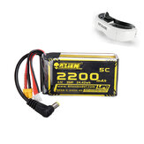 Bateria Lipo Alien Model 11.1V 2200mAh 3S 5C com plug XT60 e conector DC para Fatshark HDO2 DJI Goggles