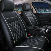 7PCS PU Leather Car Seat Cushion Cover Protector Set for 5 Seat Cars Black White