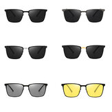 Óculos de sol polarizados de quadro quadrado de metal UV400 que mudam de cor. Óculos de sol masculinos para dirigir com visão noturna. Óculos para andar de bicicleta.