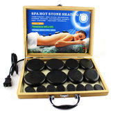 Juego de 16 piedras naturales de energía caliente para masaje, kit de caja calentador de piedra Spa Basalt