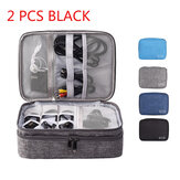 IPRee® 2 PCS Black Multi-function Data Cable Storage Bag Waterproof Men Women Bag Storage