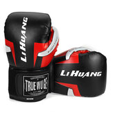 Coppia di guanti da boxe per adulti rossi/neri professionali con fodera per sacco da boxe per allenamento di boxe e kickboxing per uomini e donne.