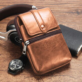 Ekphero Men Cowhide Phone Bag Waist Bag Vintage Belt Bag