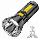 XANES 8210 LED+COB Mały, przenośny latarek mieszkalny z obudową z ABS z bocznym światłem, wbudowaną baterią, ładowaną przez USB, wodoodporną, do użytku na zewnątrz, jako lampa do poszukiwań, nagłej potrzeby, w czasie kempingu lub w namiocie.