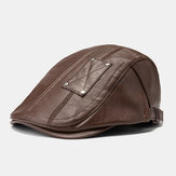Men's PU Leather Beret Caps Casual Artificial Leather Newsboy Cap Warm Hats