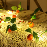 2M Luci a stringa LED in rattan arancione artificiale, con girasoli verdi alimentati a batteria e filo di rame, lampada per decorazione di interni