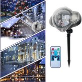 12W White 4 LED Remote Control Snowflake Christmas Projector Stage Light Waterproof AC100-240V
