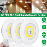 1/3PCS Светильник для шкафов под кухонным столом COB Puck Light + пульт дистанционного управления