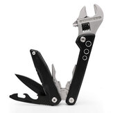 HUOHOU 7 in 1 Folding Multifunction Tool Adjustable Spanner Multi Tool with Screwdriver Plier Wire Cutter Knife Bottle Opener for Home Outdoor Yard