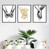3pcs Poster Nórdico Minimalista Pintura Pendurada 50 * 70cm Impressões em tela preta e branca do amor Quadros de parede para a sala de estar Sem moldura