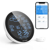BlitzWolf® BW-WS02 Smart WIFI Weather Station Clock APP Remote Control Weather Forecast Brightness Adjustable Wireless Thermometer Humidity Monitor Alarm Setting Support 3 Sensors Wall Clock