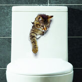 Adesivo de parede 3D de gato fofo Adesivos de vaso sanitário Decorações Adesivos de parede criativos de animais