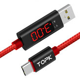 TOPK D-Line1 3A QC3.0 Gerilim Akımı Ekran Type C Hızlı Şarj Veri Kablosu 1M Telefon Tablet İçin