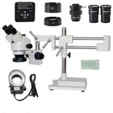3.5X 7X 45X 90X Soporte de doble brazo Zoom Simul Focal Trinocular estéreo microscopio + 34MP Cámara Microscopio para reparación de PCB industrial