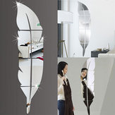 3D Mirror Vinyl Feather Wall Sticker Decal DIY Room Art Τοιχογραφία αφαιρούμενη Ταπετσαρία τοίχου