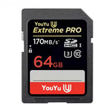 64G UHS-I SD Kart Hafıza Kartı C10 U3 V30 16G 32G 128G 256G 170MB / S SLR Kamera Sürüş Kaydedici için Veri Depolama Kartı