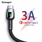 Essager LED USB Type C كابل 3A سريع شحن كابل بيانات لـ Samsung S20 Mi 10 POCO X3 NFC Huawei