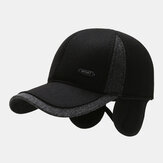 Men Woolen Warm Daily Outdoor Plus Hat Circumference Patchwork Ear Protection Baseball Hat