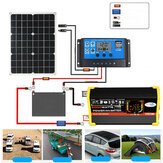 Inversou de energia solar inteligente de 6000W DC 12V para AC 110V/220V com tela, painel solar de 18V 18W, kit de conversou solar de 30A 12V/24V