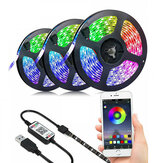 Juego de luces LED con luz de fondo para TV 5050RGB colorida de 5V con tira de luz de ambiente inteligente USB Bluetooth