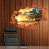 Miico Creative 3D Island Sea Sunset Coco Palm Removable Home Room Decoración de pared decorativa 