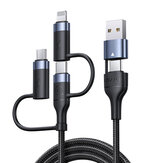 USAMS U62 60W 3 w 1 USB-A/Type-C do Type-C/Micro/iP Kabel Szybkie ładowanie Przesyłanie danych Pleciony rdzeń Linia 1.2M Długa dla iPhone 14 Pro dla Huawei P50 dla ViVo Y70s dla Xiaomi Mi 13