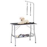 [EU Direct] vidaXL 171068 Adjustable Dog Grooming Table with 2 Loops and Basket for Pet Supplies Puppy Hair Dry Cat Grind