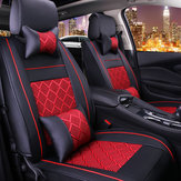 PU Leather Full Surround Car Seat Cover Set Front Rear For 5 Seat Car Pillow