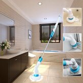 Escova de limpeza de piso com alimentação de banheira recarregável com cabo telescópico e cabeças de escova substituíveis