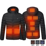 Chaqueta calefactada TENGOO HJ-09A para hombres con 9 áreas, chaqueta térmica deportiva de invierno con calefacción eléctrica USB, abrigo caliente de algodón calefactable para actividades al aire libre