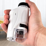 Microscópio portátil Mini Microscópio de mão com luz LED Microscópio portátil 60X-120X de ampliação Brinquedo científico educativo para exploração e aprendizagem