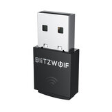 BlitzWolf®BW-NET5 Mini adaptateur WiFi USB 300M Carte réseau sans fil 2.4G Prise en charge de Dongle Wifi externe Soft-AP
