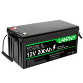 [EU Direct] LANPWR 12V 200Ah LiFePO4 Lithiumbatterijpakket 2560Wh Energy 4000+ Deep Cycles Built-in 100A BMS 46.29lb Light Weight Support in Series Parallel Perfect for Replacing Most of Backup Power RV Boats Solar Trolling Motor Off-Grid