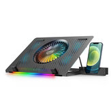 BlitzWolf® BW-HS1 RGB Laptop Cooling Pad mit 5 starken Lüftern, Metallgitter, Höhenverstellbar, 2 Geschwindigkeitsverstellung, Handyhalterung für bis zu 17,3 Zoll Laptop