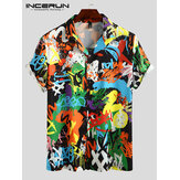 Camisas de ocio para hombres con contrastes de color y grafitis suaves y transpirables, elegantes.