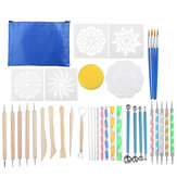Conjunto de 38 herramientas para punteado de mandalas, kit de pintura de roca, bolígrafo de arte de uñas, plantilla de pintura