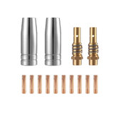 14 peças de consumíveis para tochas de soldagem 15AK de 0,6 mm, 0,8 mm, 0,9 mm, 1,0 mm, 1,2 mm, bico de gás e suporte para tochas MIG MAG 15AK
