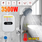 [AB Doğrudan] 3500W 220V Mini Su Isıtıcı Sıcak Elektrikli Tankless Ev Banyo Duş Başlığı ile Musluk LCD Sıcaklık Ekran